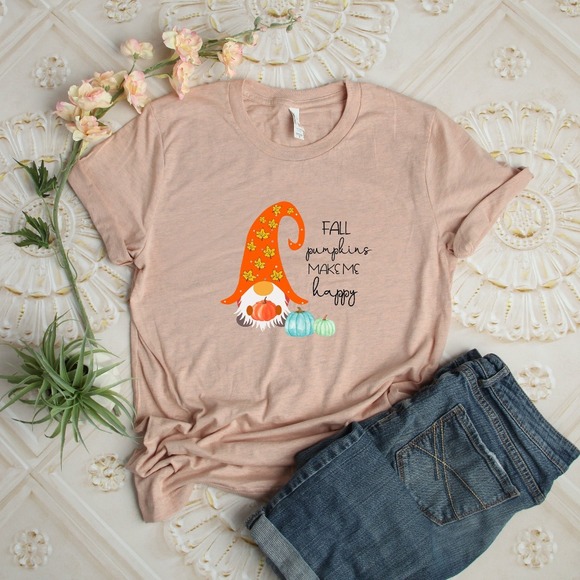 Fall Pumpkins Make Me Happy Shirt, Fall Shirt, Fall Gift, Thanksgiving T-shirts - Picture 1 of 2